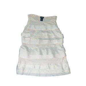 ANN TAYLOR Women's Size XS Ivory Mixed Media Tiered Blouse